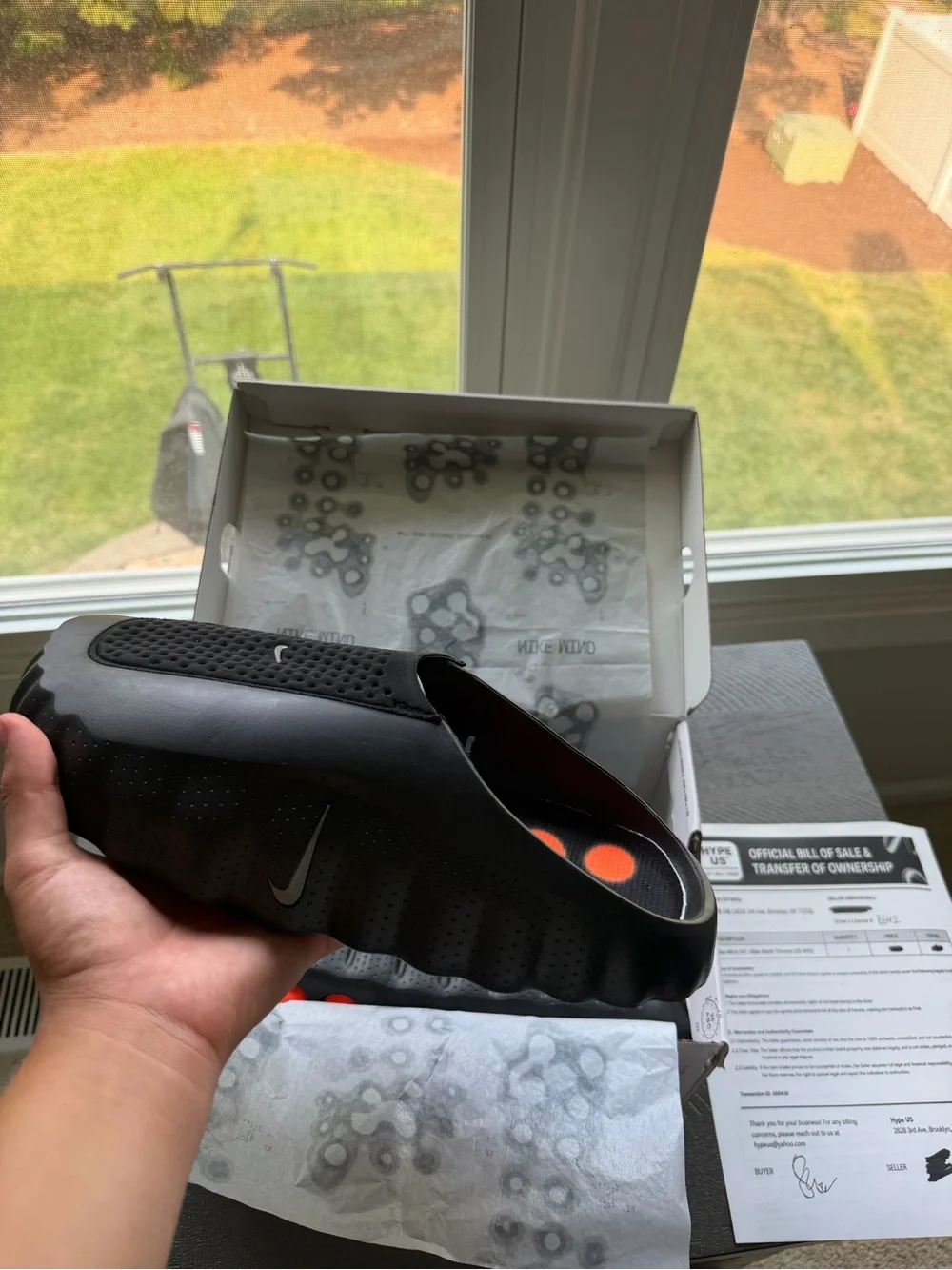 Nike Men’s Black Slides with Orange Traction Pods